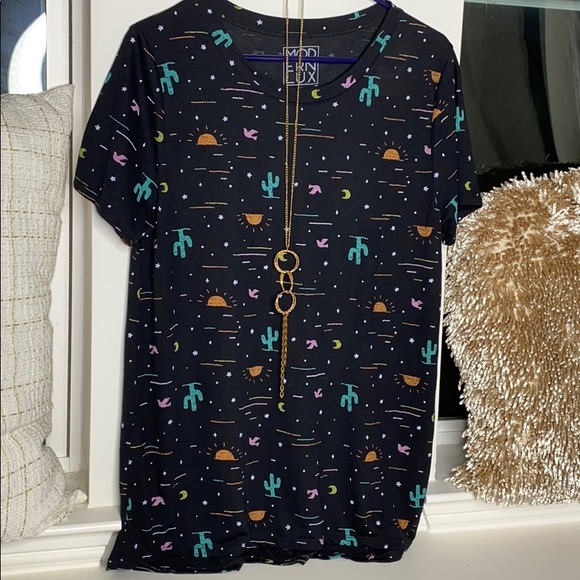 Target Tops - Black T-Shirt with Cactus pattern
